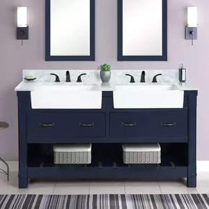 Farmington Navy Blue 61" Double Sink Vanity Combo (Sink + Countertop) All In One
