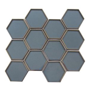 FREE SHIPPING - Sky Blue 3" Hexagon Glass Mosaic Tile