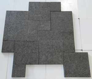 Premium Basalt Black 3CM Flamed French Pattern Paver 