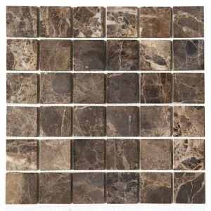 FREE SHIPPING - Emperador Dark 2x2 Tumbled Mosaic