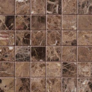 FREE SHIPPING - Emperador Dark 2x2 Tumbled Mosaic