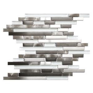 Stainless Steel & Glass Mix 12x12 Interlocking Mosaic