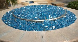 FREE SHIPPING - Fire Glass (0.50") Crushed Marine Blue 20 Lbs Pebble Bag