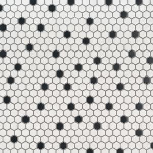 FREE SHIPPING - BLACK AND WHITE 1X1 HEXAGON MATTE