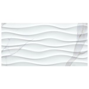 Dymo Statuary Wavy White 12x24 Glossy Ceramic Tile