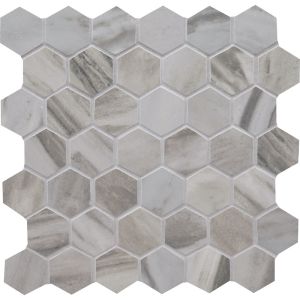 Domino White Glossy Basketweve Mosaic