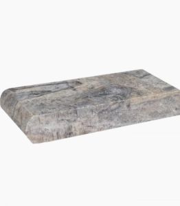 Silver Travertine 4X12 Hon / UF / Tumbled / One Short Side Bull Nose