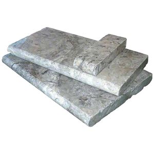 FREE SHIPPING - Double Bullnose Silver Travertine 14x24 5CM Pool Coping