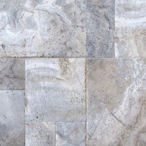 Silver Travertine Honed, Unfilled, Chipped And Brushed 16 Sqft Per Kit