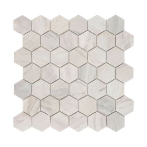 Carrara White 2" Hexagon Polished