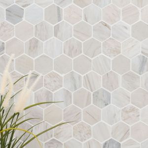 Carrara White 2" Hexagon Polished