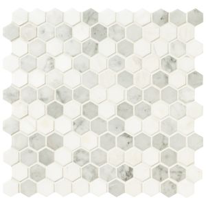 Bianco Dolomite Tibi 1" Hexagon Polished Tile
