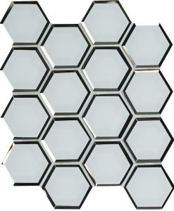 FREE SHIPPING - Ice Beveled 3" Hexagon Glass Mosaic Tile
