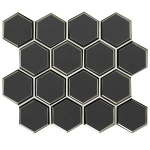 Metallic Gray 3" Hexagon Glass Mosaic Tile