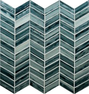 Metallic Silver 12X12 Chevron Glass Mosaic