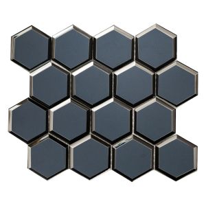 Vague Blue 3" Hexagon Glass Mosaic Tile