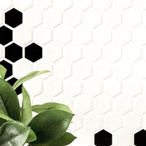 FREE SHIPPING - Adelaide Black & White Petal Matte Porcelain Wall and Floor Mosaic Tile