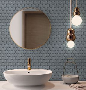 FREE SHIPPING - Muschio Green 3D 2" Hexagon Polished Mosaic