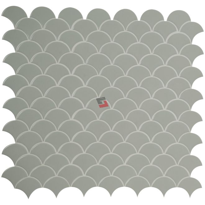 FREE SHIPPING - Gray Scallop Fish Scale Porcelain Mosaic