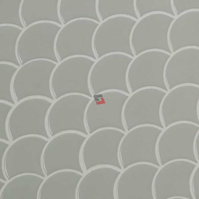 FREE SHIPPING - Gray Scallop Fish Scale Porcelain Mosaic