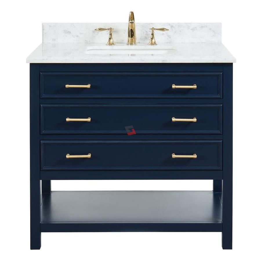 Manhattan Navy Blue Single Sink Vanity for High-end Bathroom Ambiance